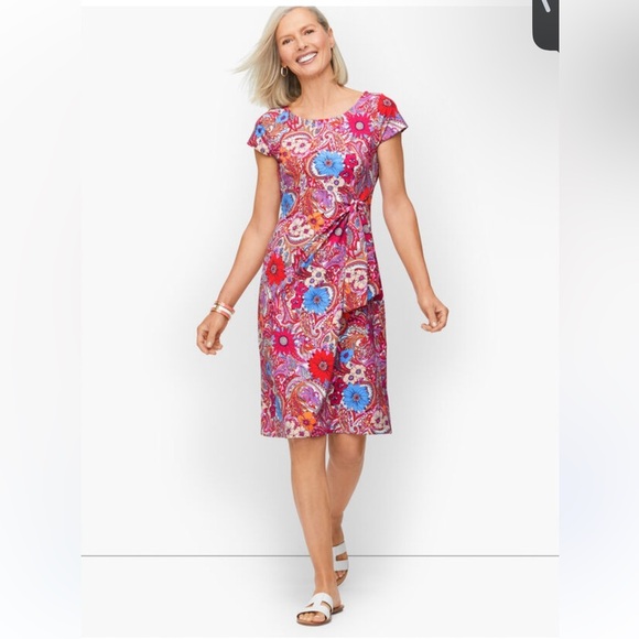 Talbots Red and Blue Floral Dress - Picture 1 of 7